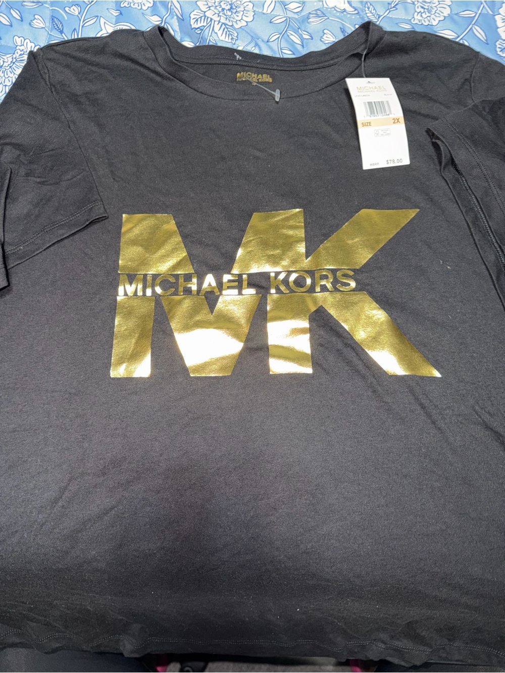 Michael Kors Black Tee with Gold Foil Accent